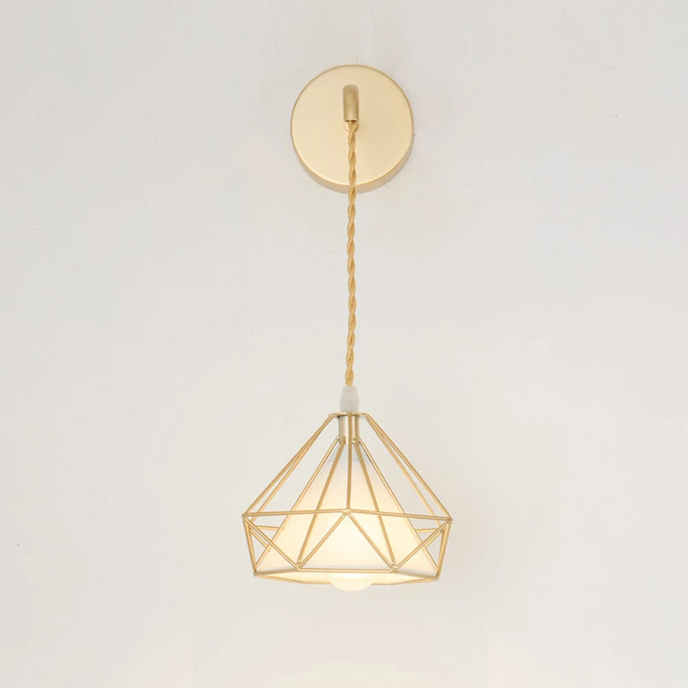 Modern nordic wall light with lampshade for bedroom and living room - vue 3 sur 7
