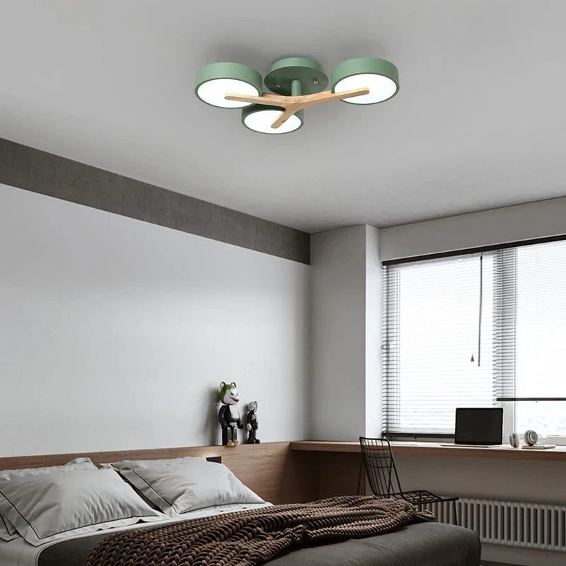 lustre moderne en bois pour décoration intérieure nordique lumineux - vue 4 sur 15