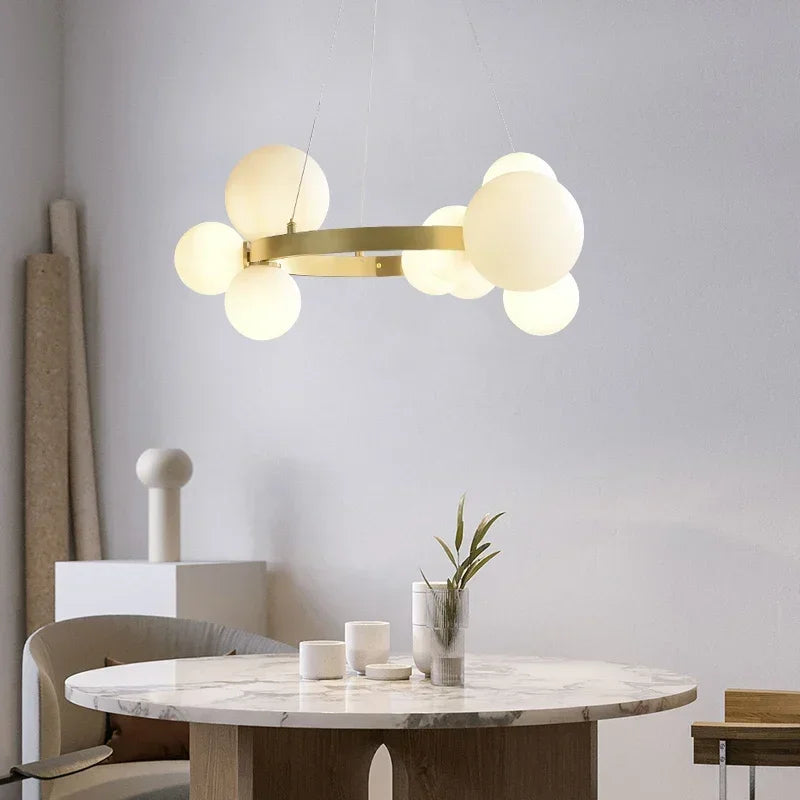 lustre en verre nordique avec led pour décoration moderne - vue 5 sur 11