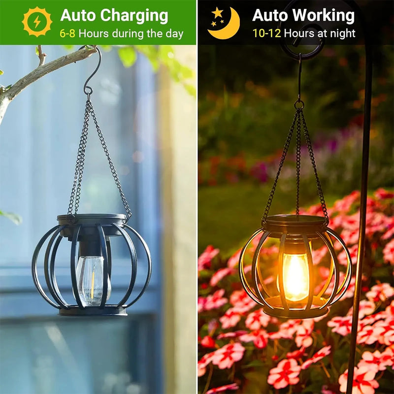 lanterne solaire à led avec capteur lumière pour jardin extérieur