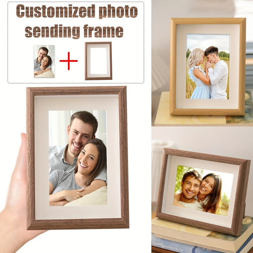 Personalized wooden photo frames, custom photo frame ornaments, simple holiday gifts indoors, commemorate precious memories - vue 2 sur 12