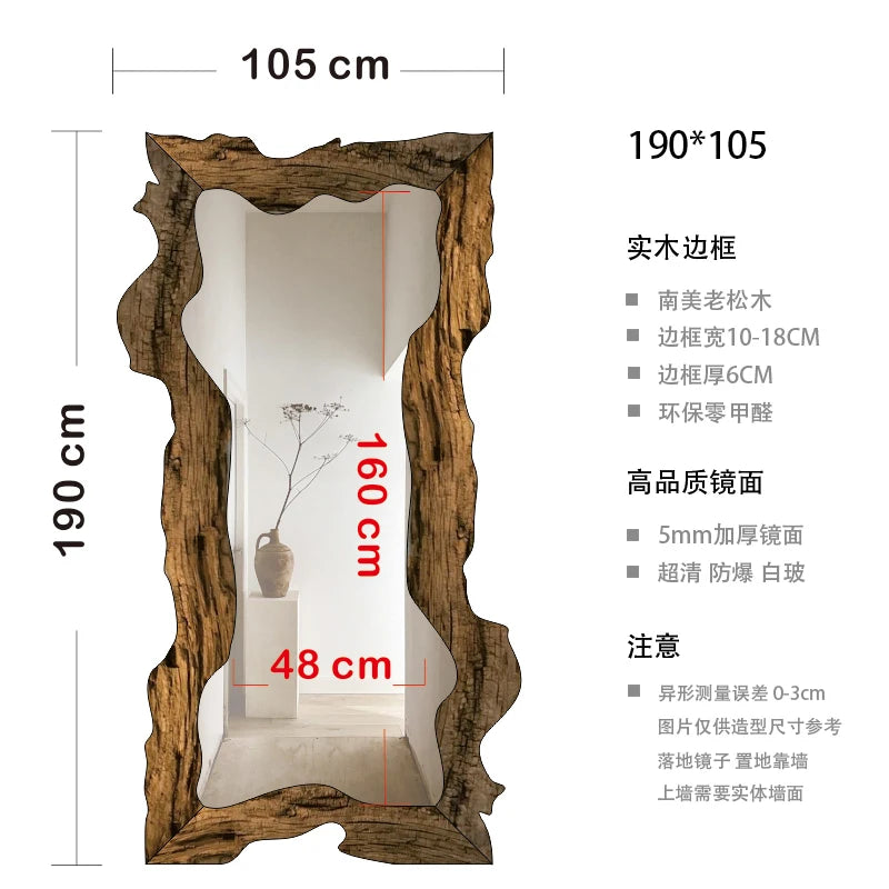 miroir moderne de luxe sur pied en bois décoratif pour la maison - vue 16 sur 18