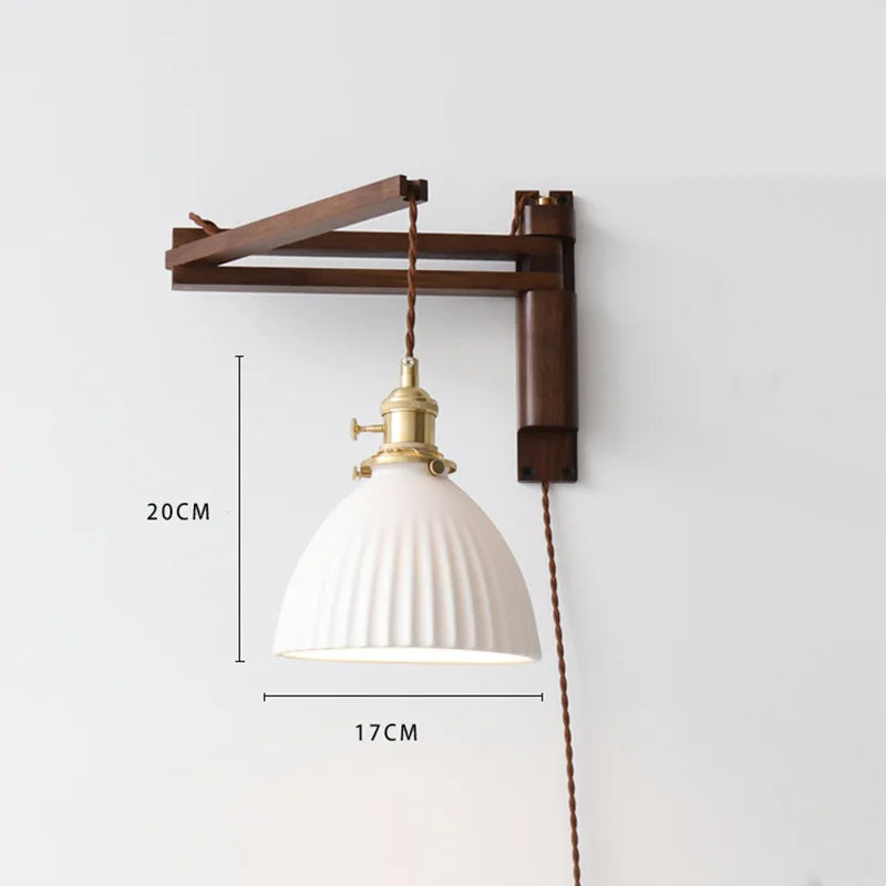 applique murale led rétro japonaise télescopique en laiton et verre - vue 12 sur 15