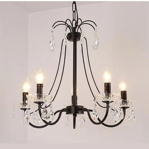 lustre rétro en fer et cristal style américain créatif - vue 5 sur 12
