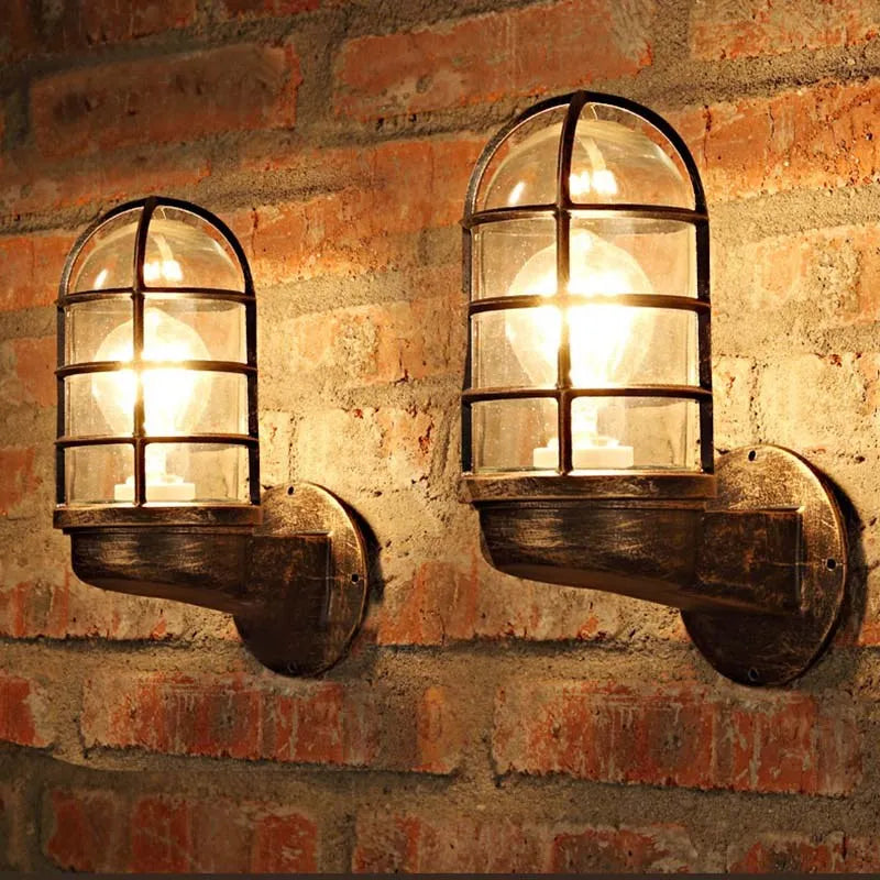 Rétro verre applique murale industrielle extérieure intérieure LED étanche applique murale Loft salon allée patio éclairage décoratif Lustre - vue 3 sur 9