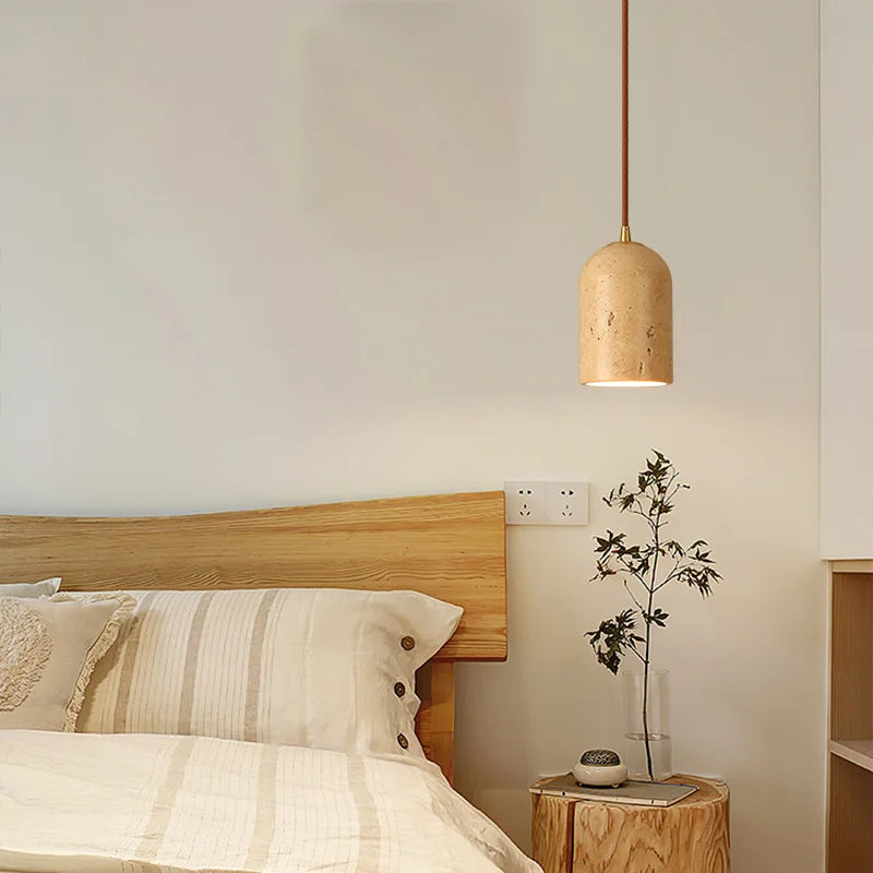 lustre suspendu led rétro avec pierre naturelle vintage - vue 4 sur 6