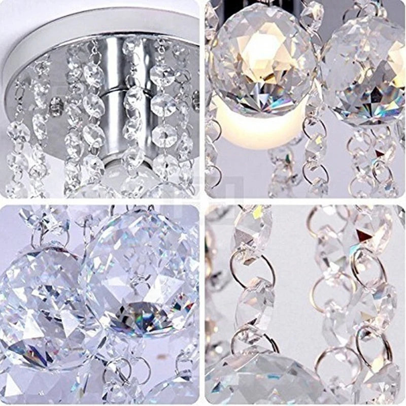lustre moderne led boule de cristal luminaire suspension plafonnier - vue 5 sur 6