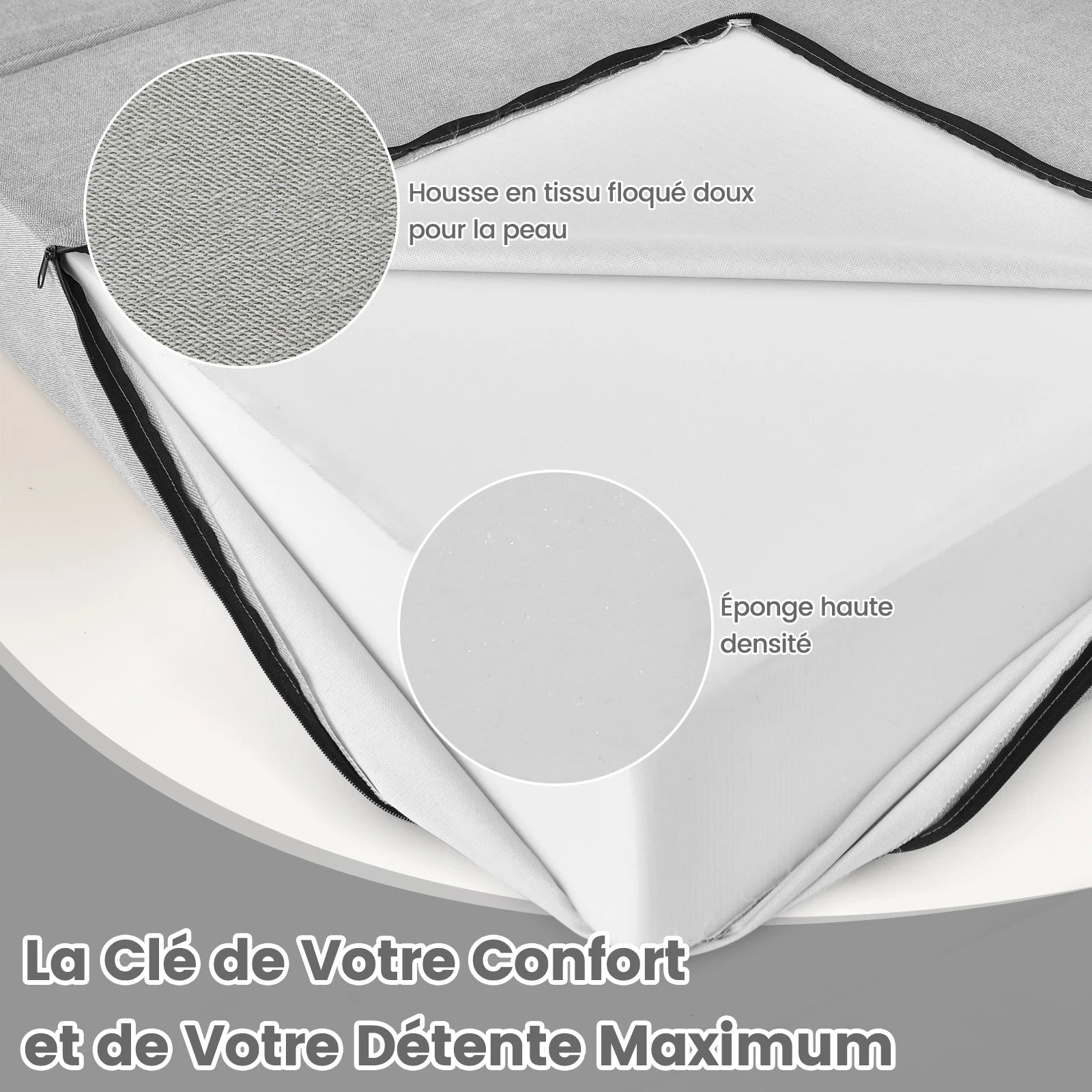 3 in 1 folding sofa bed, folding mattress, foam extra thick (15cm), sofa bed, floor mattress, folding mattress, guest mattress - vue 4 sur 6