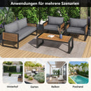 salon de jardin 4 pièces avec canapé et chaises en fer galvanisé