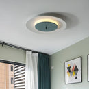 Modern minimalist iron and acrylic ceiling light with colourful LED lighting