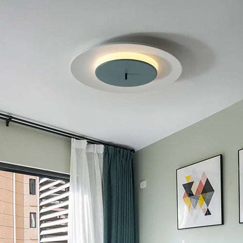 Modern minimalist iron and acrylic ceiling light with colourful LED lighting - vue 2 sur 14