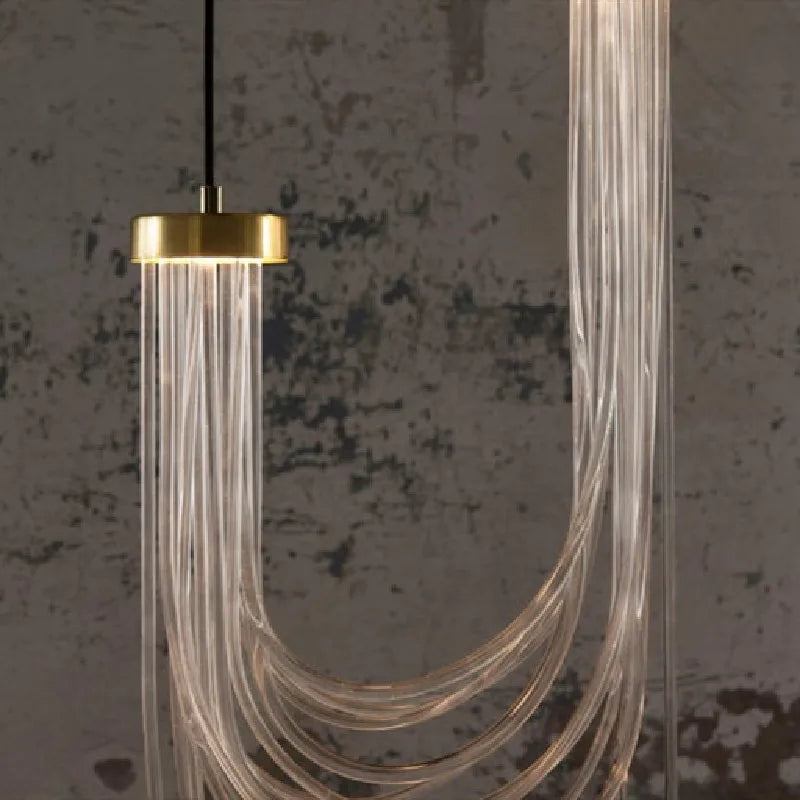 suspension led lumière transparente acrylique 	 fil réglable - vue 5 sur 8