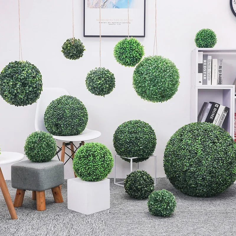 boule décorative en gazon artificiel pour jardin mariage et balcon - vue 2 sur 10