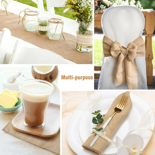 Chemin de table jute naturel style ferme rustique