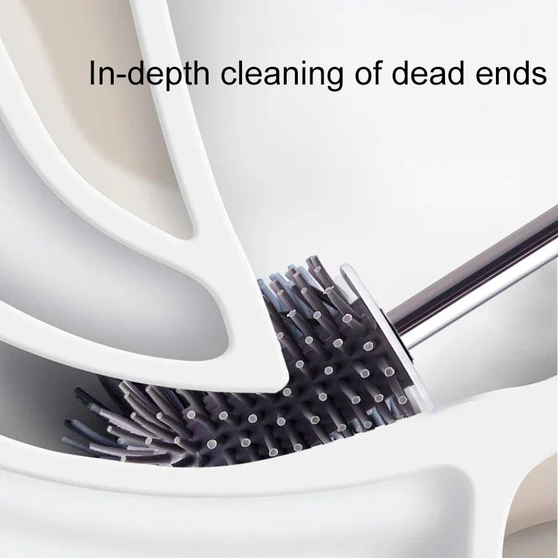 brosse de toilette en silicone avec support mural ou sur pied - vue 4 sur 10