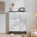 Shoe cabinet with 3 flaps, 1 drawer and 1 door, shoe rack shoe tipper narrow, shoe cabinet White