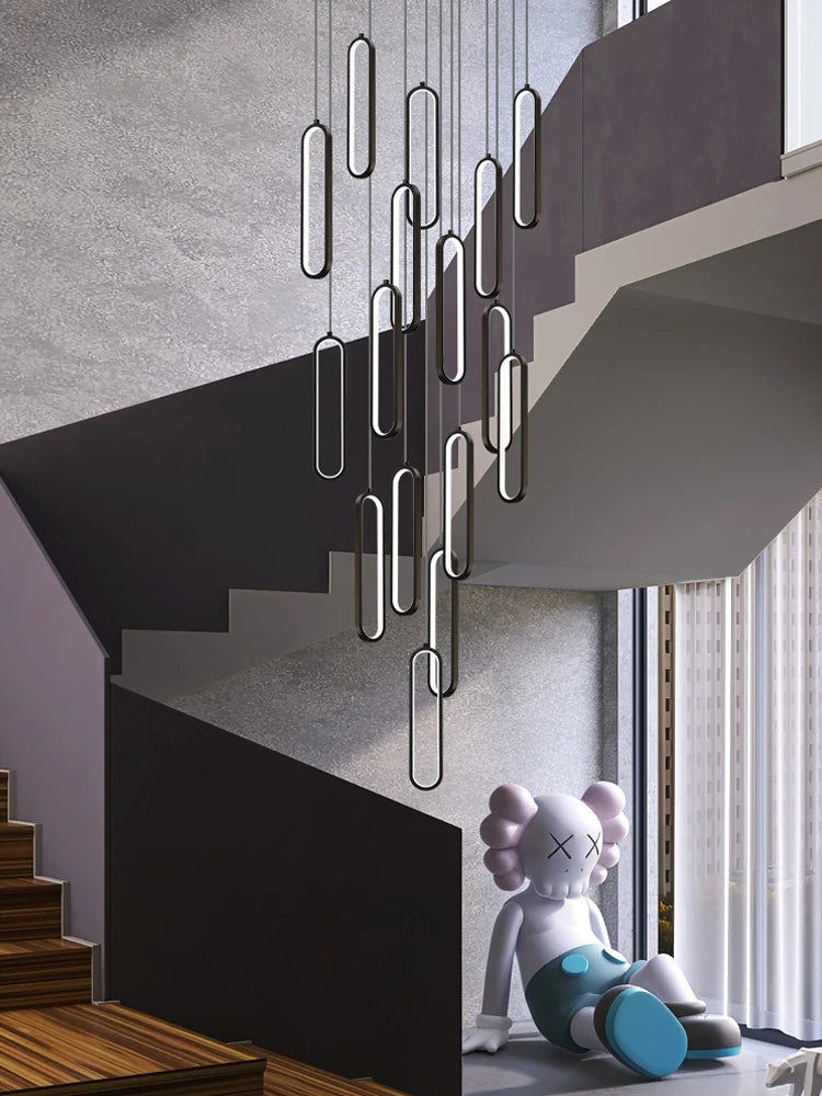 lustre ovale led minimaliste pour duplex hôtel penthouse - vue 4 sur 18