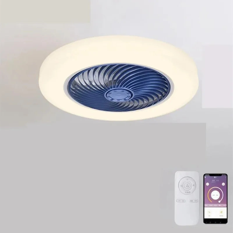 ventilateur de plafond avec télécommande dimmable et lumière LED minimaliste - vue 6 sur 11