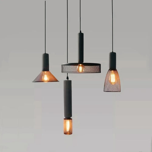 lustre ciment suspension led loft béton tube long décor salle cuisine éclairage - vue 2 sur 12