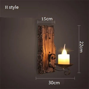 Industrial wood wall lamp vintage loft style