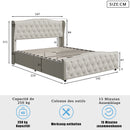 160 x 200 cm Modern Double Bed, Bed with Storage Space and Backrest, with Slatted Frame, Load-Bearing 250 kg, without Mattress