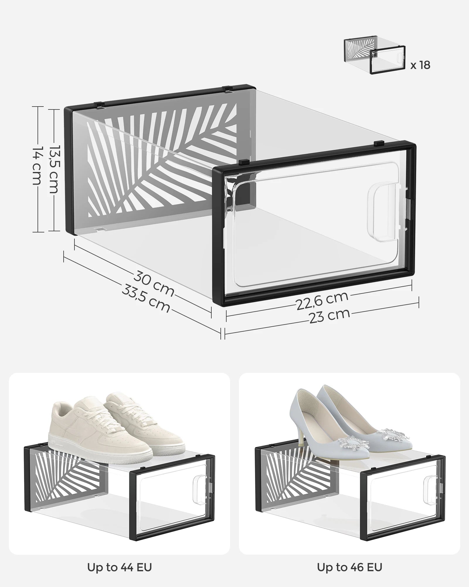 SONGMICS Clear Shoe Boxes, Shoe Storage Organsiers, Stackable, Breathable, and Foldable, Display Trainers, High Heels - vue 6 sur 9