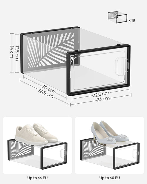 SONGMICS Clear Shoe Boxes, Shoe Storage Organsiers, Stackable, Breathable, and Foldable, Display Trainers, High Heels - vue 7 sur 9
