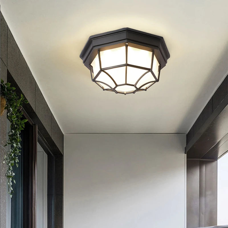 plafonnier led imperméable extérieur design rétro moderne et simple - vue 5 sur 10