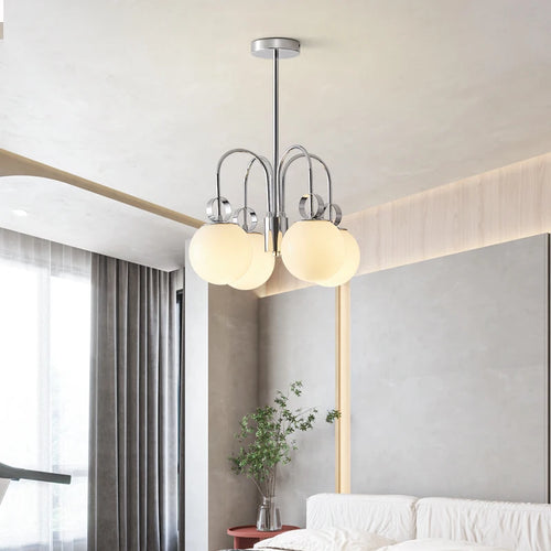 Modern minimalist multi-head pendant light with decorative bubbles - vue 3 sur 8