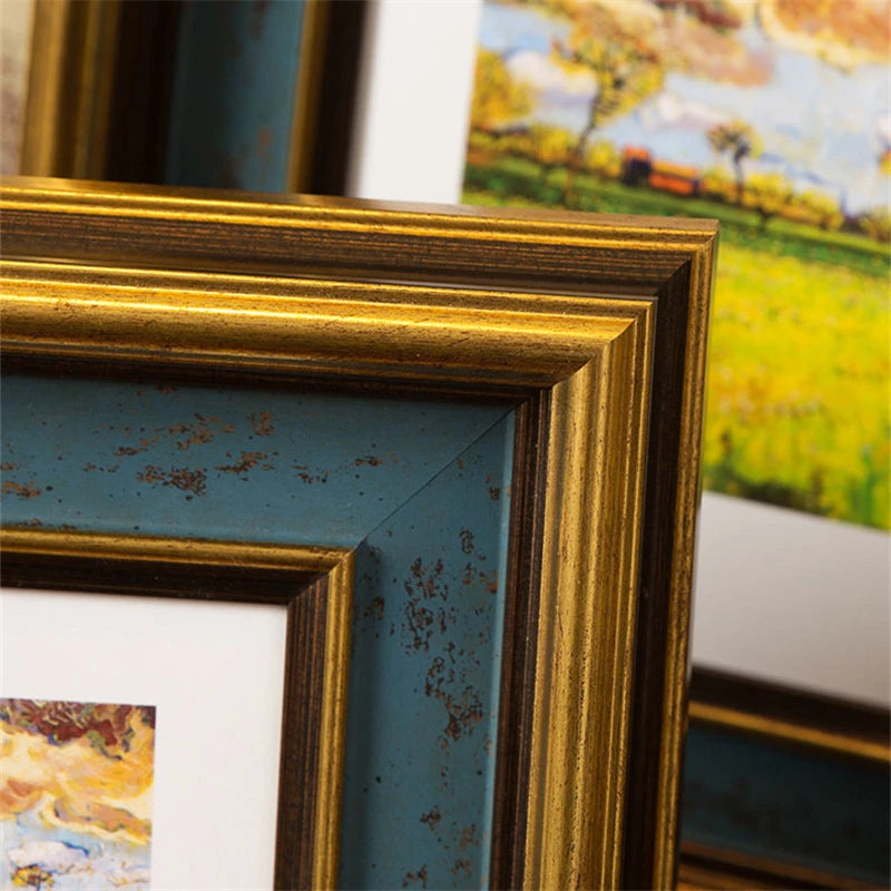 cadre photo rétro américain avec bordure dorée pour décoration intérieure - vue 7 sur 7