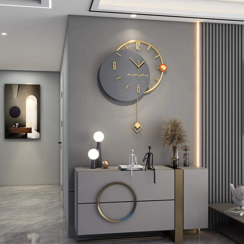 Large 3D Nordic Swingable Art Wall Clock, Modern Design, Home Living Room Clocks, Silent Home Decoration, Hanging Horologe - vue 3 sur 7