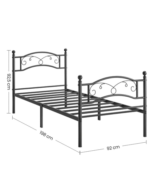 VASAGLE Metal Single Bed, Single Bed Frame, for 90 x 190 cm Mattress, Guest Bed, for Adults, Teenagers, Easy Assembly, Black - vue 7 sur 6