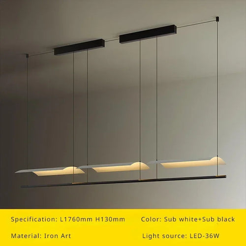 lustre suspendu moderne nordique éclairage design long et simple - vue 8 sur 12