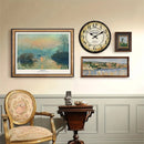 1pc retro wooden wall clock, wall clock designed by Paris watchmaker, non-ticking round silent clock, suitable for living room b
