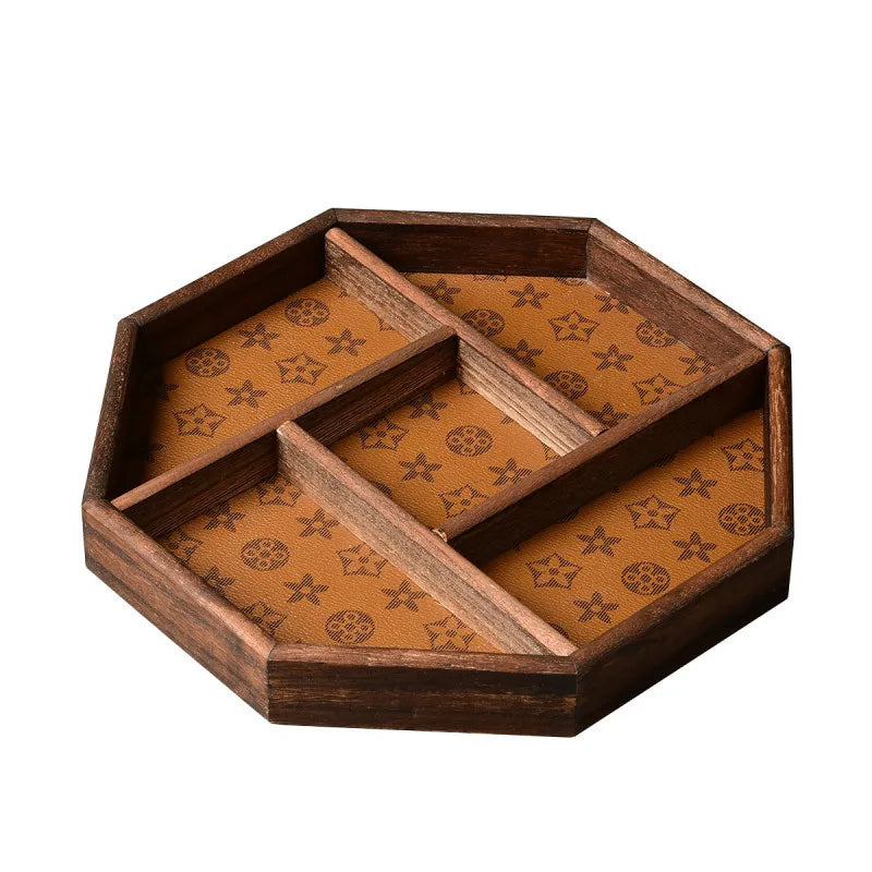 assiette à thé en cuir luxe pour rangement décoratif et bijoux - vue 4 sur 7