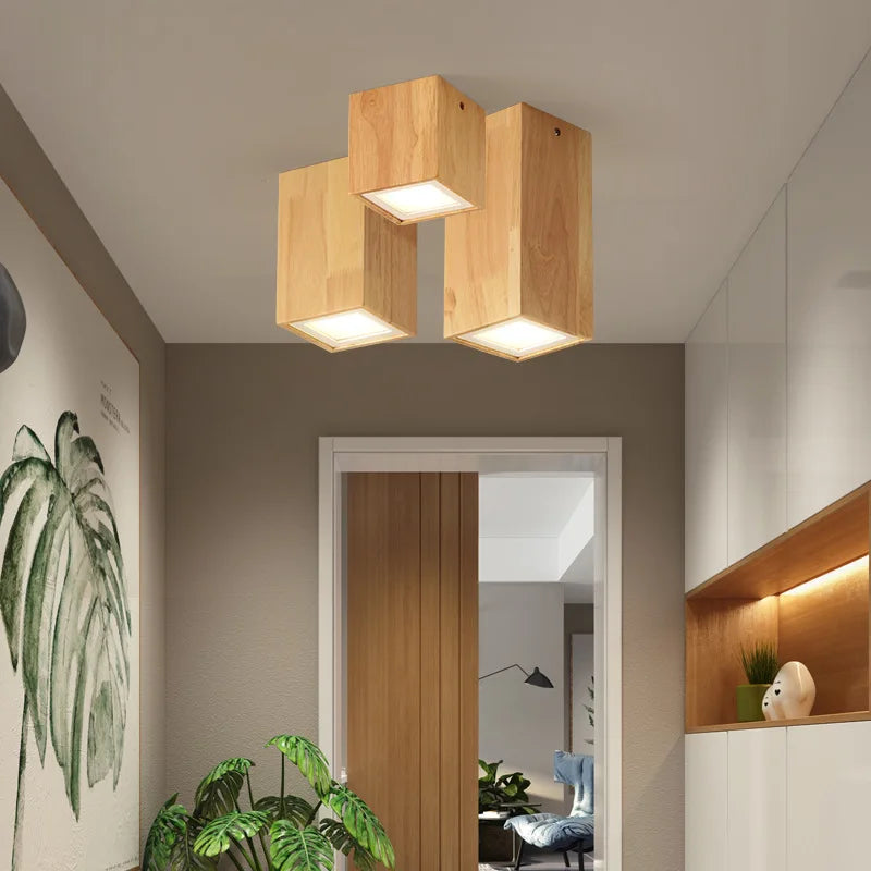 Lampe plafonnier moderne bois surface - vue 5 sur 12