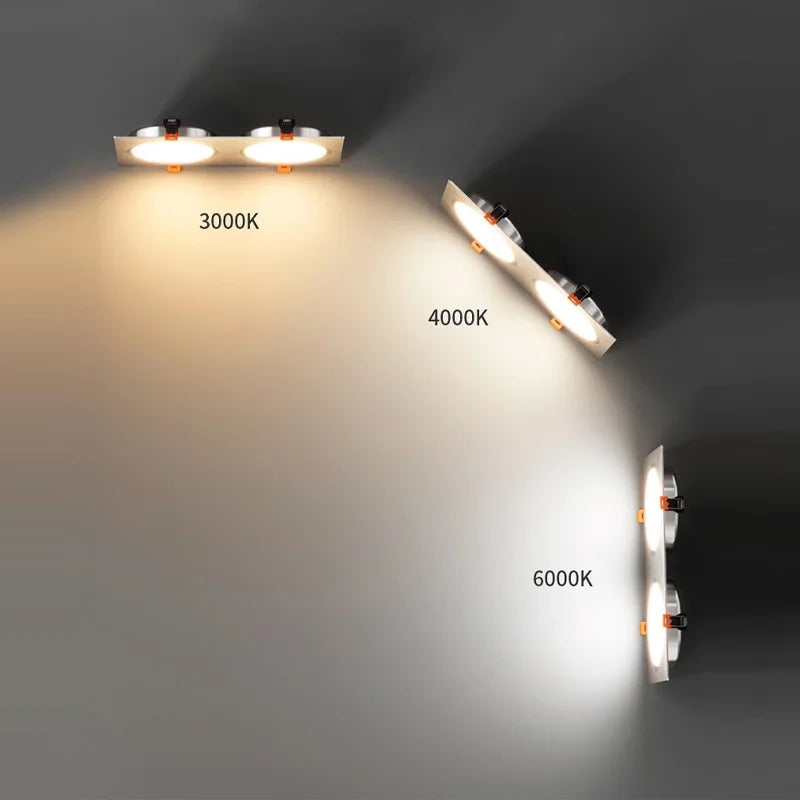 plafonnier led encastré spot anti-éblouissant simple double triple tête - vue 6 sur 5