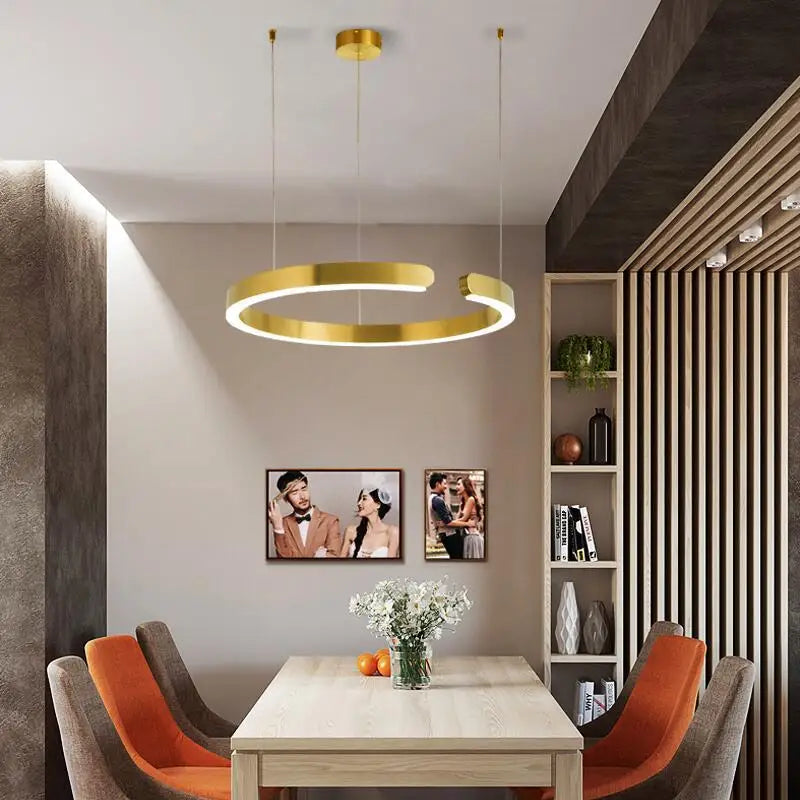 suspension LED en anneaux de luxe pour ambiance moderne - vue 7 sur 13