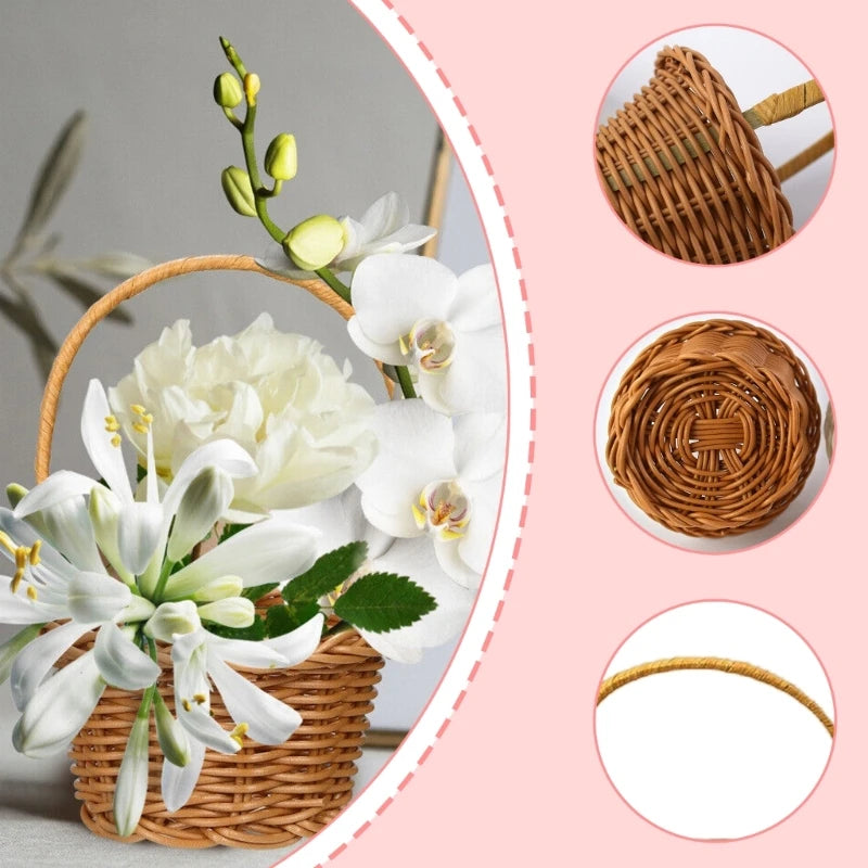 lot de 4 paniers en rotin pour décorations florales élégantes - vue 9 sur 8