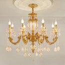 lustre moderne à led en cristal et cuivre