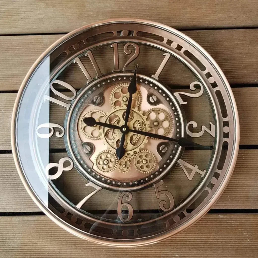 horloge murale industrielle en métal avec engrenages mobiles décorative - vue 13 sur 14