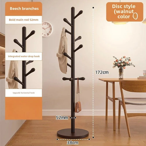 Solid Wood Clothes Hanger, Floor Standing Rack, Household Clothes Rack, Vertical Clothes Pole, Bedroom Rack Coat Rack Stand - vue 7 sur 8