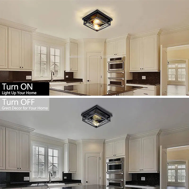 plafonnier carré rétro en fer style américain pour décoration intérieure - vue 8 sur 7