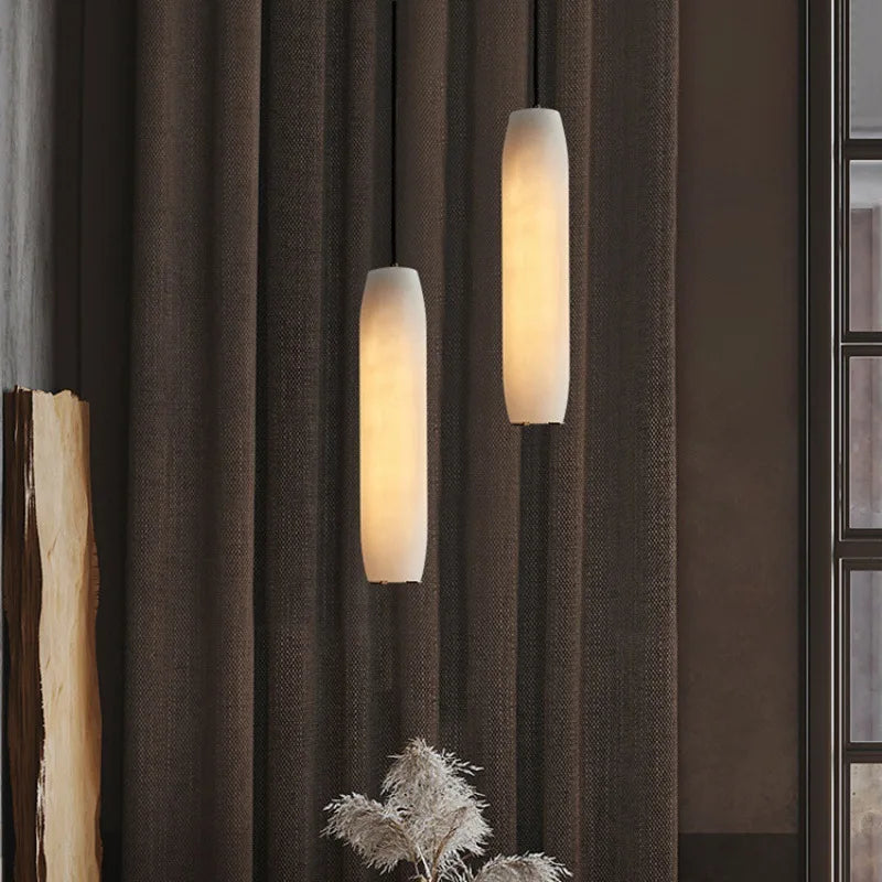 lampe suspendue moderne en marbre naturel et laiton ajustable