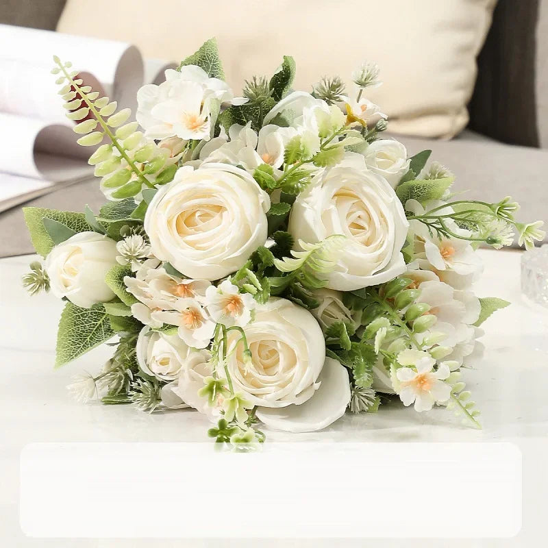 bouquet de roses artificielles en soie pour décoration intérieure - vue 5 sur 10