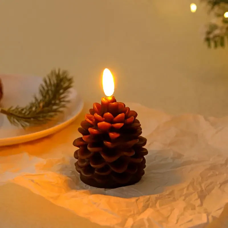bougie led pomme de pin sans flamme pour décoration intérieure festive - vue 7 sur 7