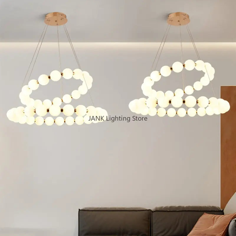 lustre led créatif nordique en forme de haricots magiques double couche - vue 7 sur 11