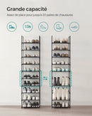 SONGMICS Shoe Rack, 10 Tiers, Narrow Shoe Rack, 28 x 45 x 173 cm, Metal Frame, Non-Woven Fabric Shelves, Hallway, Bedroom