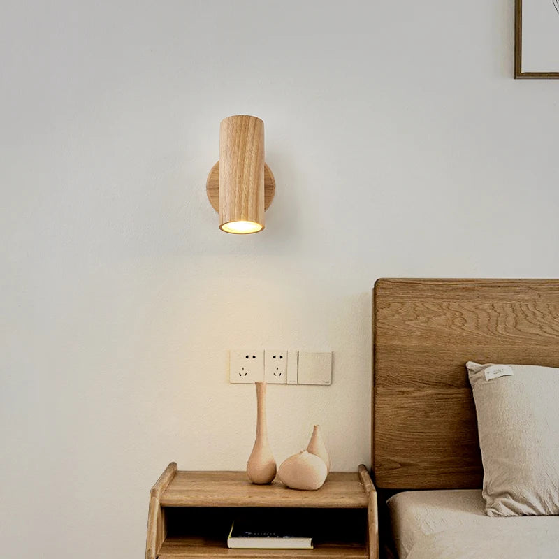 applique murale en bois style nordique led rotatif - vue 4 sur 9