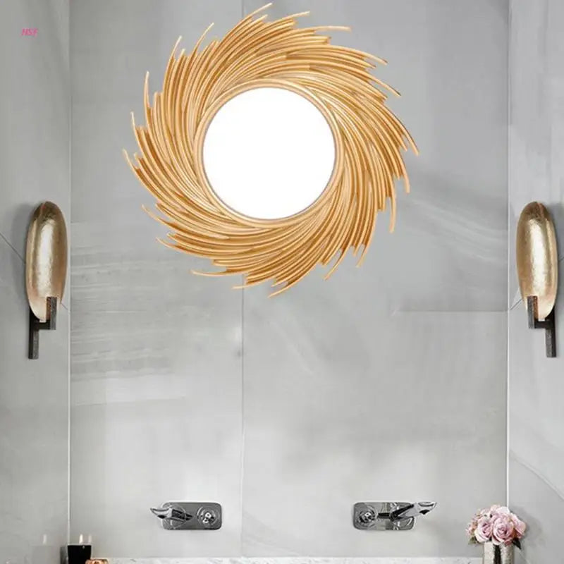 miroir décoratif en rotin en forme de soleil pour décoration intérieure - vue 7 sur 6